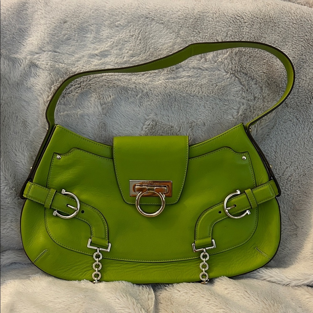 Salvatore Ferragamo Lime Green Shoulder Bag
